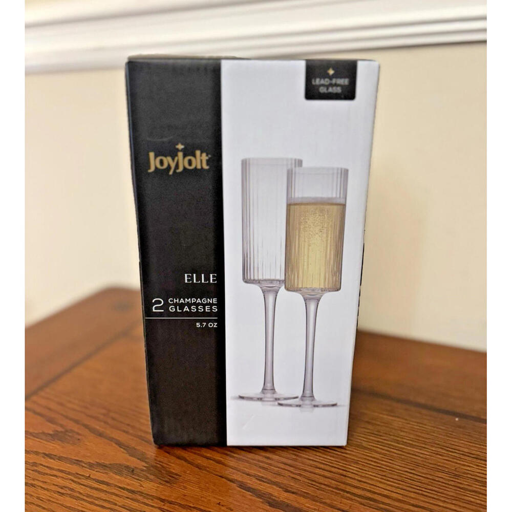 JoyJolt ELLE 6oz Champagne Glasses Vintage Style Drinking Mimosa Glasses NEW!